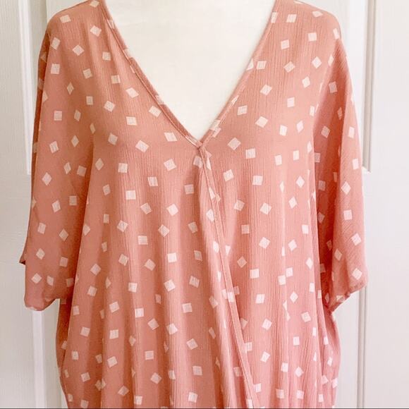Twenty Seconds Top Mauve Peach Crossed Front Surplice Short Sleeve Blouse Large - Picture 10 of 12